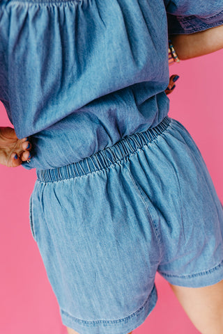 Cora Denim Romper