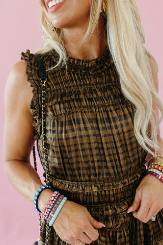 Kimber Plaid Ruffle Maxi Dress