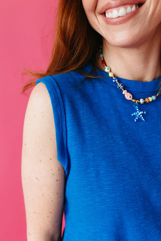 Bergen Knit Tank Top in Cobalt