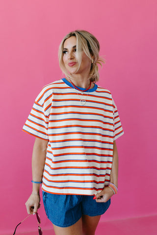 Coralee Stripe Boxy Tee