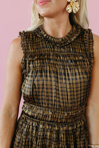 Kimber Plaid Ruffle Maxi Dress