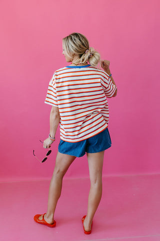 Coralee Stripe Boxy Tee