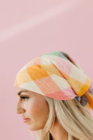 Rainbow Plaid Bandana Scarf