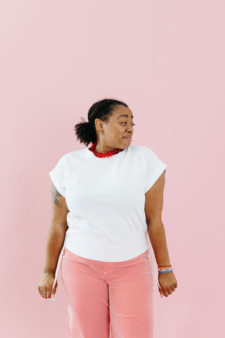 Riley Ruched Side Tie Knit Top in Off White