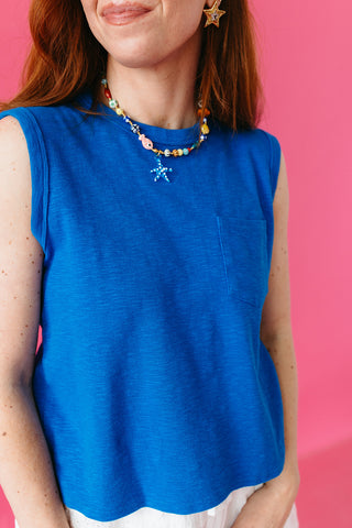 Bergen Knit Tank Top in Cobalt