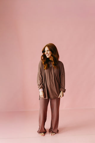 Nyah Striped Lounge Pants in Brown/Pink