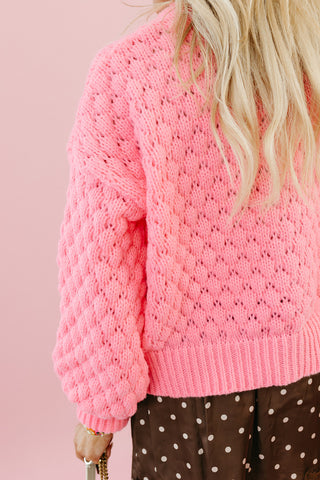 Bixby Button Up Cardigan in Punch
