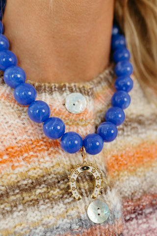 Carter Beaded Necklace in Cobalt