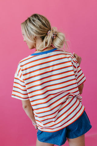Coralee Stripe Boxy Tee