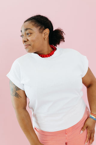 Riley Ruched Side Tie Knit Top in Off White