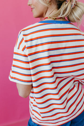 Coralee Stripe Boxy Tee