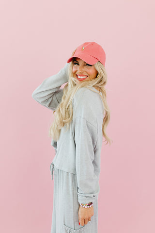 Heather Cardigan + Wide Leg Pant Set in Grey