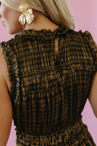Kimber Plaid Ruffle Maxi Dress