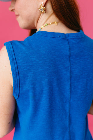 Bergen Knit Tank Top in Cobalt
