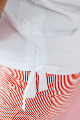 Riley Ruched Side Tie Knit Top in Off White