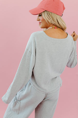 Heather Cardigan + Wide Leg Pant Set in Grey