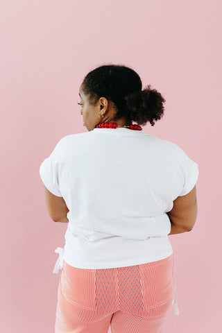 Riley Ruched Side Tie Knit Top in Off White