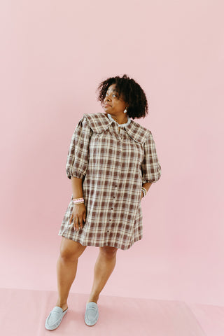 Racquel Plaid Collar Mini Dress