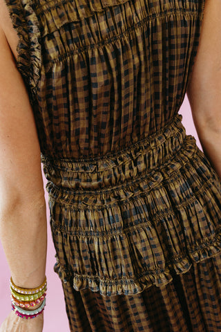 Kimber Plaid Ruffle Maxi Dress