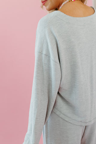 Heather Cardigan + Wide Leg Pant Set in Grey