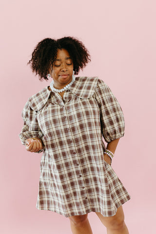 Racquel Plaid Collar Mini Dress