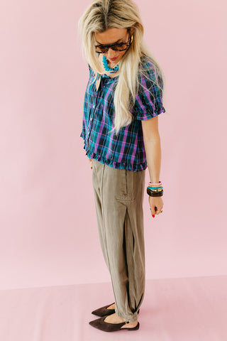 Scottie Barrel Denim Pants in Moss