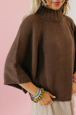 Cambri Mock Neck Sweater in Chocolate