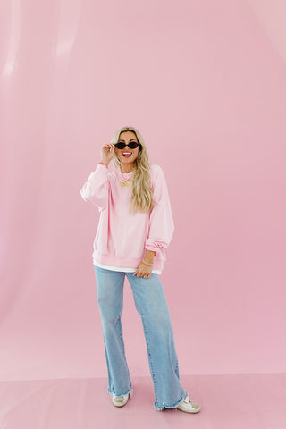 Marisol Layered Sweatshirt in Ballet Pink