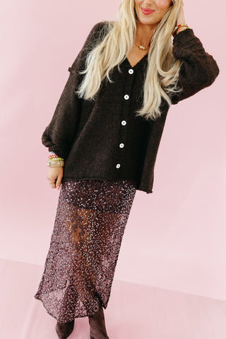 Helena Chunky Cardigan in Espresso