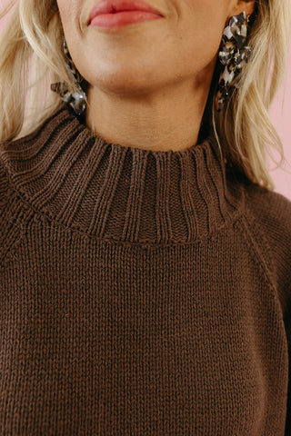 Cambri Mock Neck Sweater in Chocolate