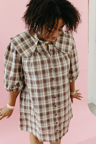 Racquel Plaid Collar Mini Dress