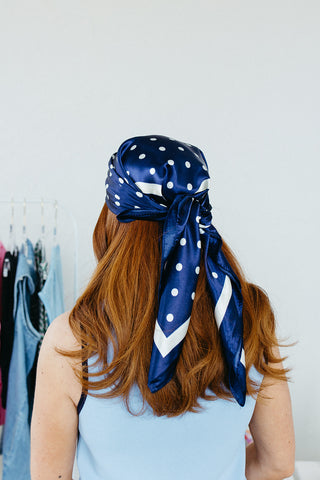 Polka Dot Bandana Scarf in Navy