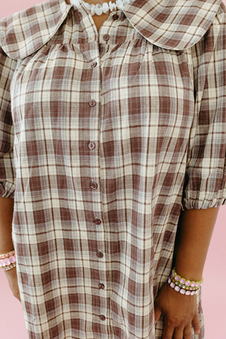 Racquel Plaid Collar Mini Dress