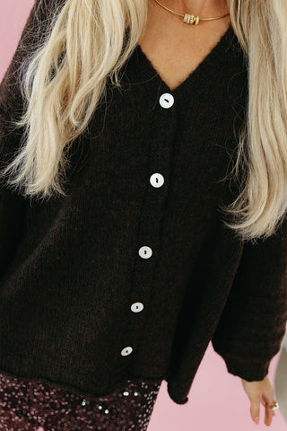 Helena Chunky Cardigan in Espresso
