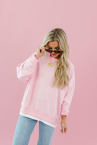 Marisol Layered Sweatshirt in Ballet Pink