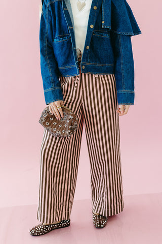Lennon Striped Wide Leg Pants in Mauve/CoCo