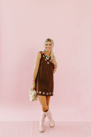 Bray Mini Dress in Brown/Pink