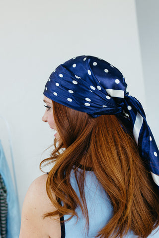 Polka Dot Bandana Scarf in Navy