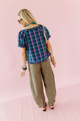 Scottie Barrel Denim Pants in Moss