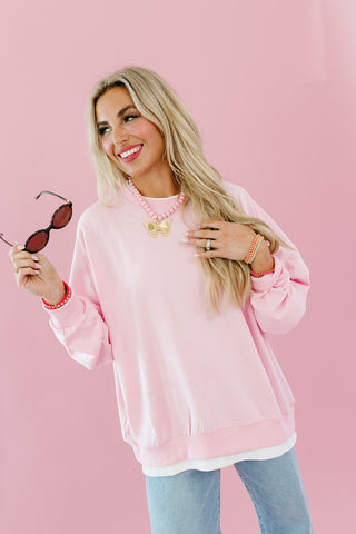 Marisol Layered Sweatshirt in Ballet Pink