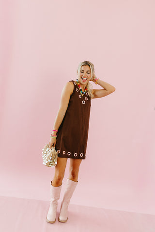 Bray Mini Dress in Brown/Pink