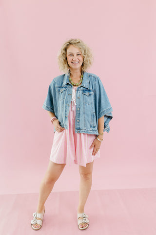 Jameson Stripe Romper in Pink