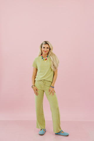 Haley Brushed Stripe Pants in Yellow