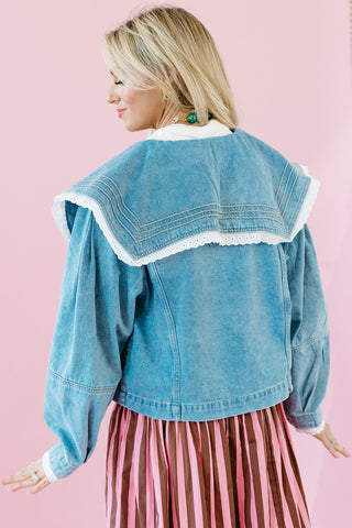 Kori Pintuck Collar Denim Jacket
