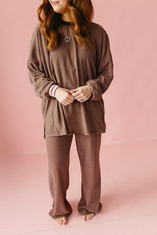 Nyah Striped Lounge Pants in Brown/Pink