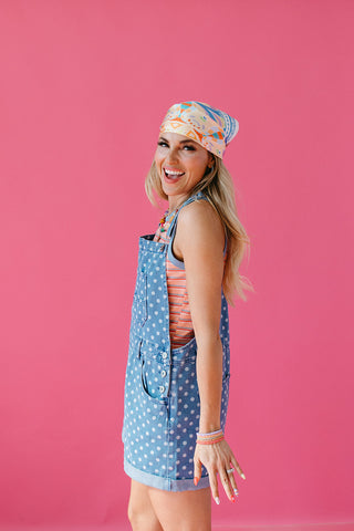 Everlynn Polka Dot Denim Shortalls