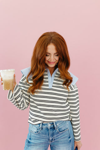 Harlenn Oversized Collar Polo Shirt in White