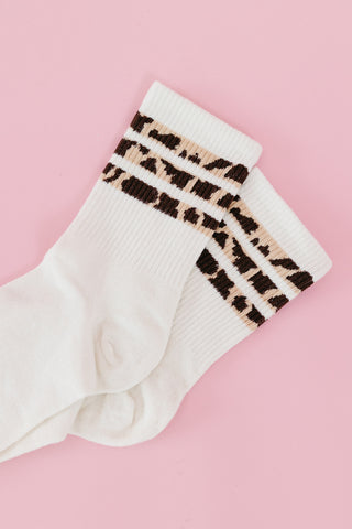 Leopard Stripe Crew Sock