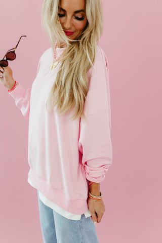 Marisol Layered Sweatshirt in Ballet Pink