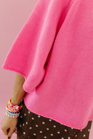 Cambri Mock Neck Sweater in Hibiscus